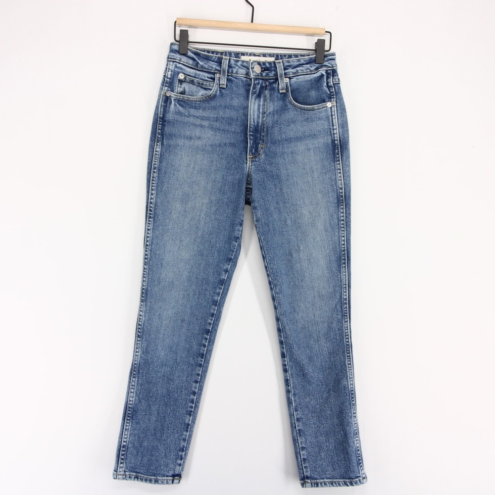 AMO Chelsea Crop Jeans Womens 26 Blue High Rise Slim Fit Stretch Made In USA